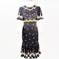 Custom 	Fashion Embroidery Black Cocktail Party Dresses For Ladys